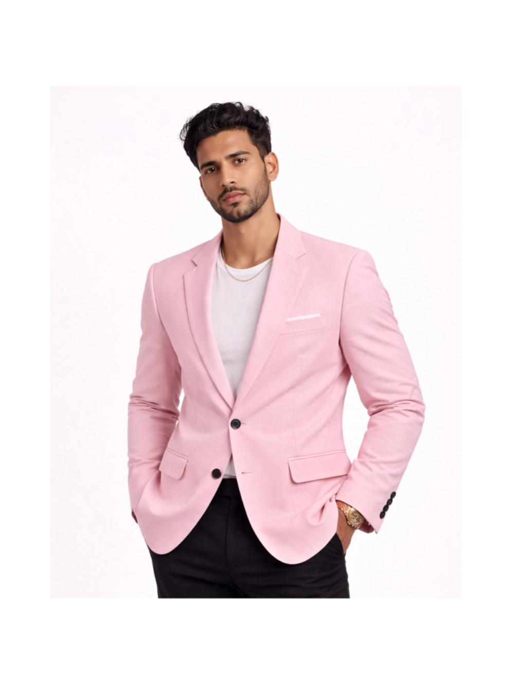 Men’s Casual Slim Fit Two Button Blazer – MrSure – Pink – Size S – NWOT